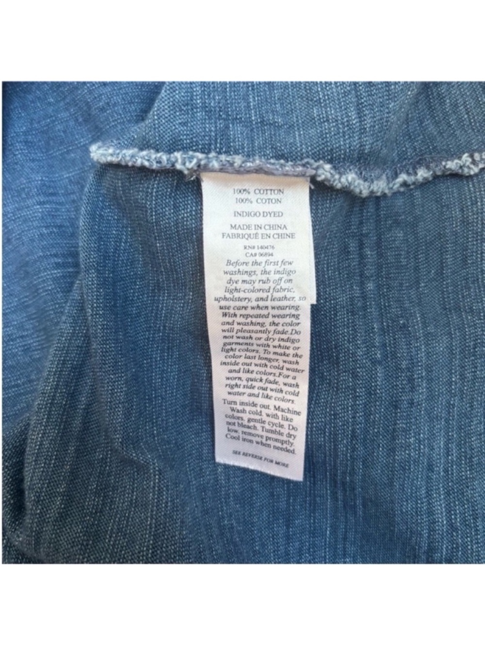 Faherty Mini Shift Dress Sleeveless Tank V Neck Cotton Indigo Blue Size Medium - Picture 10 of 11
